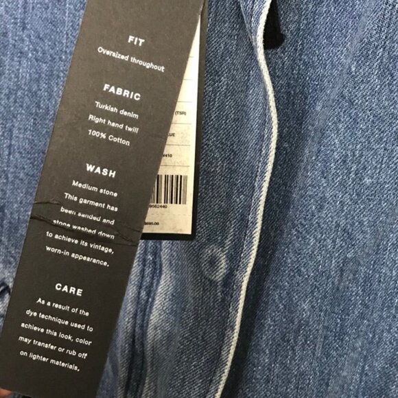 Helmut Lang Blue Denim 100% Cotton Shearling Lined Oversized Parka Coat - Picture 8 of 10